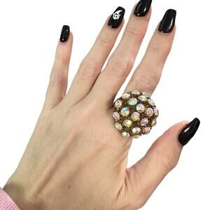 Jeweled Dome Cocktail Ring Statement Ring Adjustable size 8